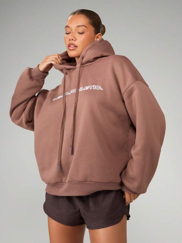 missguided MISSGUIDED Oversized Fleece Hoodie With Drawstring And Brand Logo