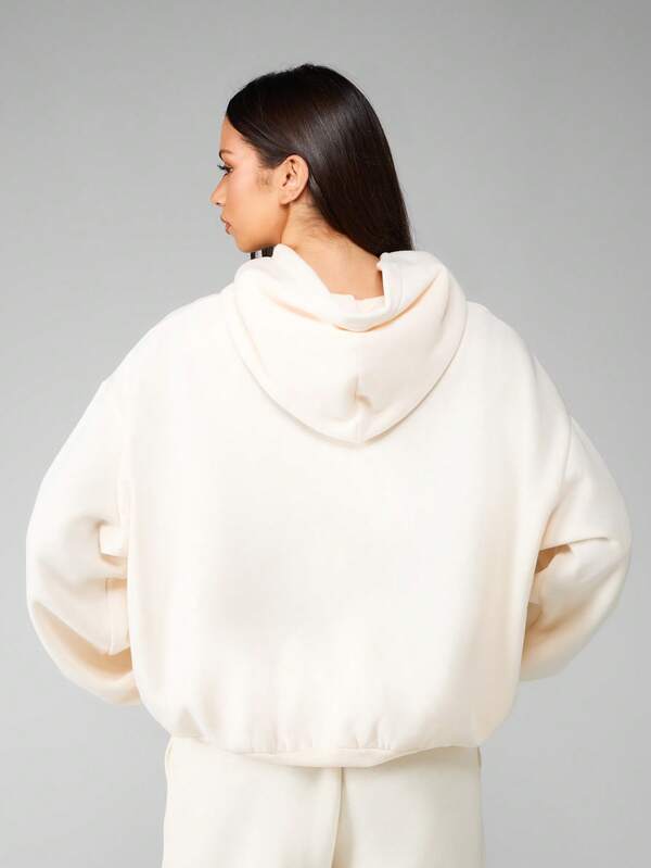 Missguided MISSGUIDED Oversized Fleece Hoodie With Red Bow Embroidery