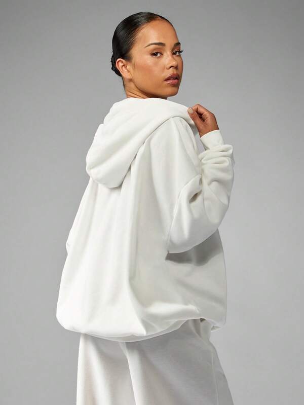 Missguided MISSGUIDED Oversized Full Zip Hoodie With Brand Logo