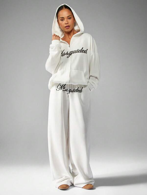 Missguided MISSGUIDED Oversized Full Zip Hoodie With Brand Logo