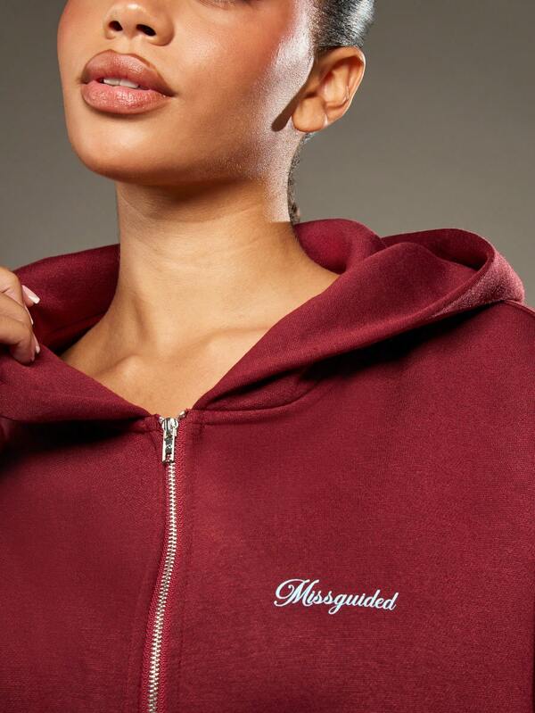 Missguided MISSGUIDED Oversized Full Zip Hoodie With Drawstring Hood