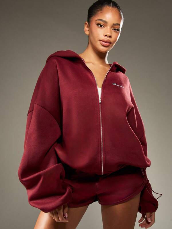 missguided MISSGUIDED Oversized Full Zip Hoodie With Drawstring Hood