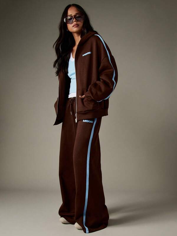 Missguided MISSGUIDED Oversized Full Zip Hoodie With Side Stripes