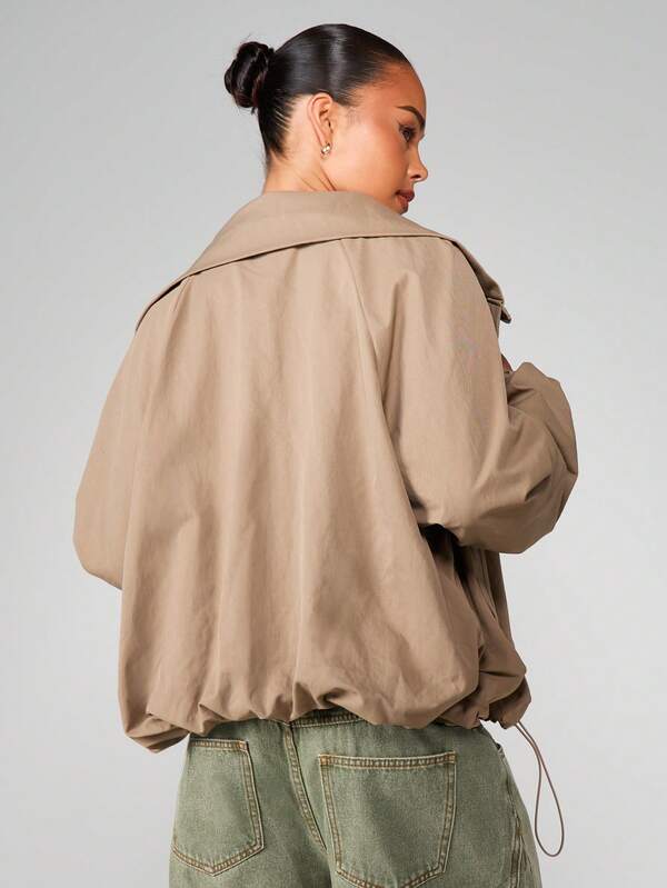 Missguided MISSGUIDED Oversized Funnel Neck Zip Jacket