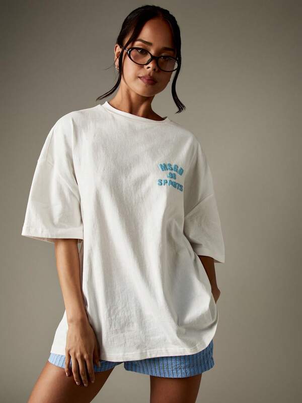Missguided MISSGUIDED Oversized Graphic Crew Neck Tee