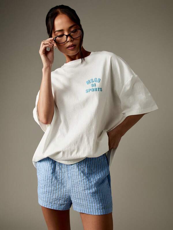 missguided MISSGUIDED Oversized Graphic Crew Neck Tee