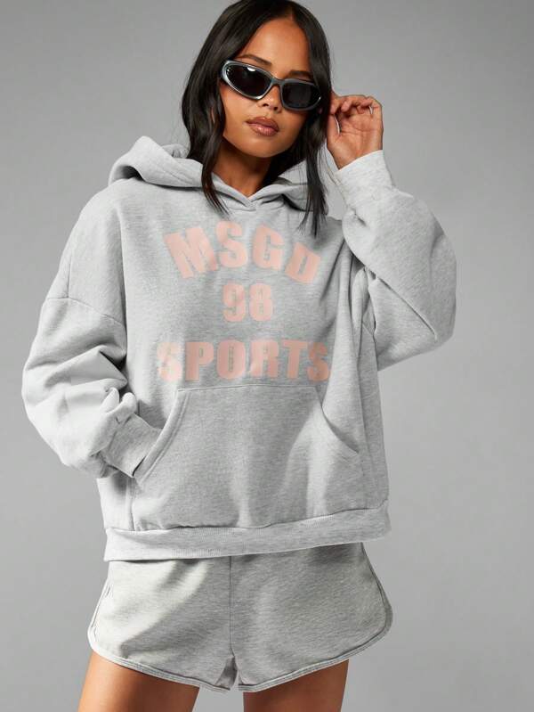 missguided MISSGUIDED Oversized Graphic Hoodie With Centre Pocket