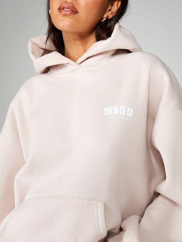 Missguided MISSGUIDED Oversized Graphic Hoodie With Drawstring