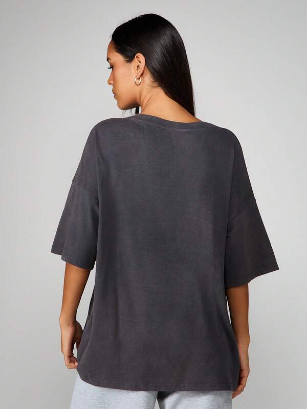 Missguided MISSGUIDED Oversized Graphic T Shirt With Brooklyn Print