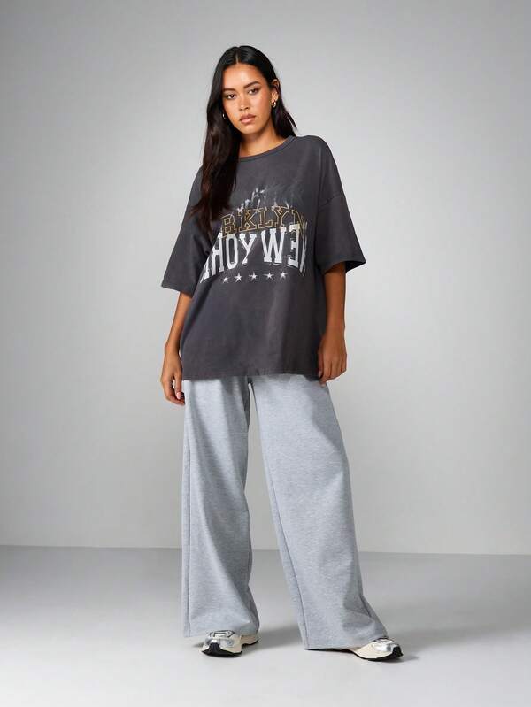 Missguided MISSGUIDED Oversized Graphic T Shirt With Brooklyn Print