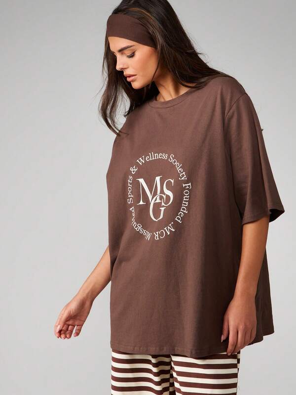 Missguided MISSGUIDED Oversized Graphic T-Shirt With Circular Print