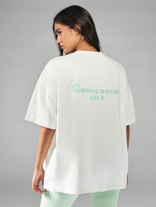 Missguided MISSGUIDED Oversized Graphic T-Shirt With Matcha Club Print