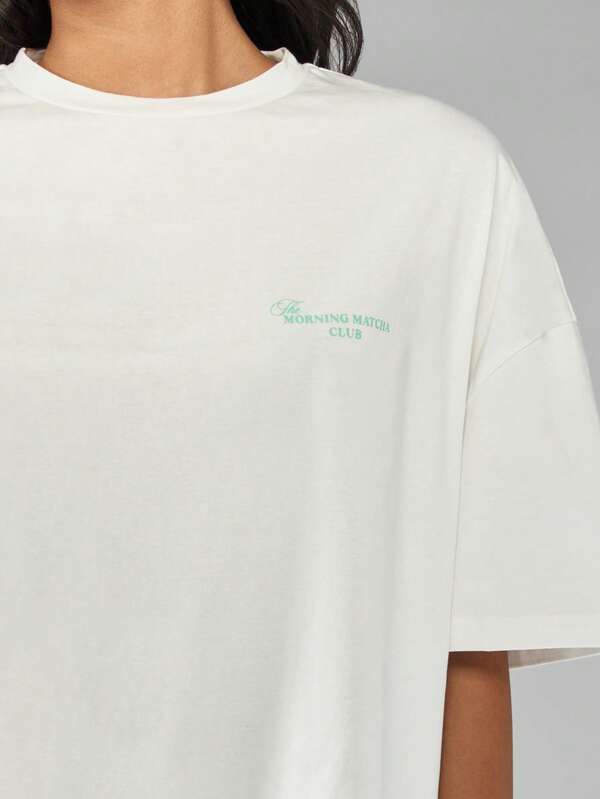 Missguided MISSGUIDED Oversized Graphic T-Shirt With Matcha Club Print