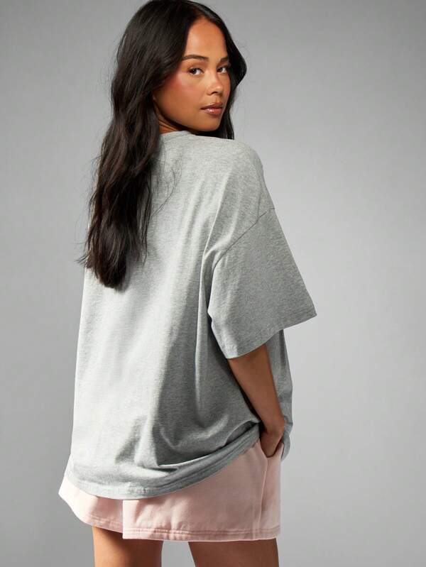 Missguided MISSGUIDED Oversized Graphic T Shirt With Running Message Print