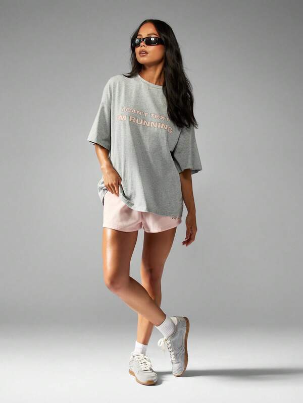Missguided MISSGUIDED Oversized Graphic T Shirt With Running Message Print