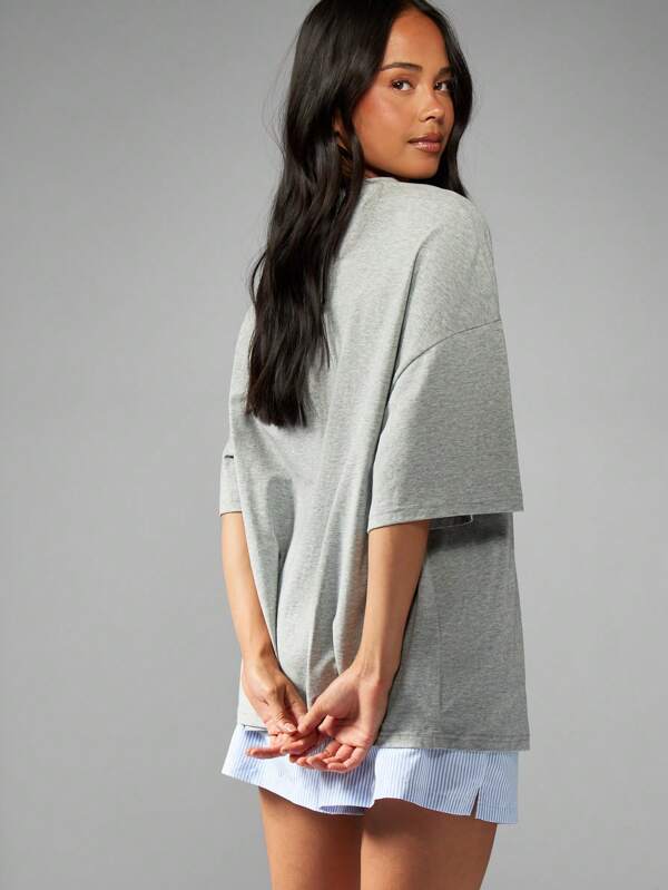Missguided MISSGUIDED Oversized Graphic T-Shirt With Yoga Question Print