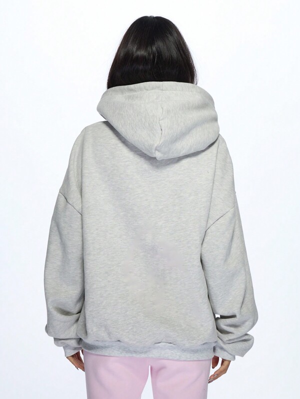 Missguided MISSGUIDED Oversized Heather Grey Applique Logo Sweatshirt Hoodie