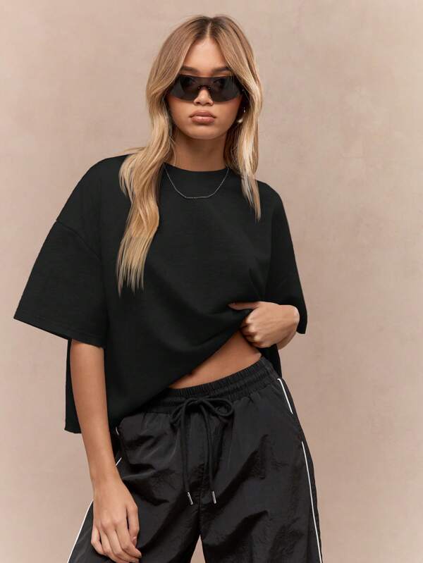 missguided MISSGUIDED Oversized Heavy Loopback Casual T-Shirt