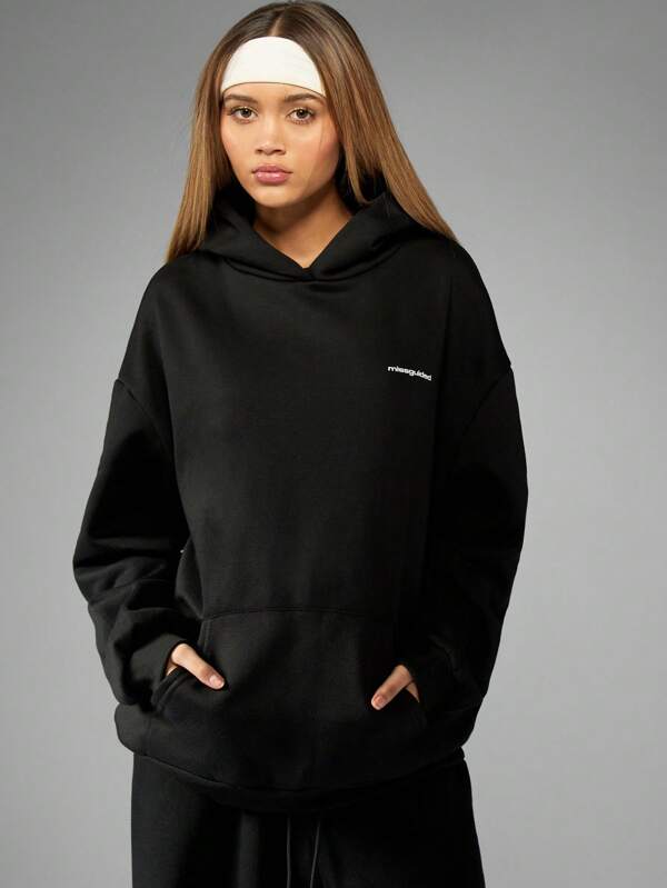 Missguided MISSGUIDED Oversized Heavyweight Streetwear Hooded Fleece Sweatshirt
