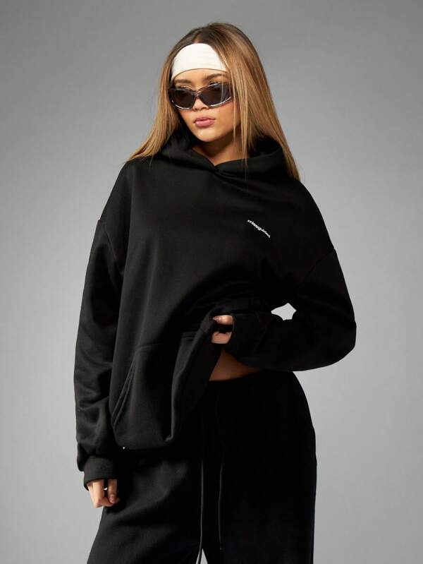 missguided MISSGUIDED Oversized Heavyweight Streetwear Hooded Fleece Sweatshirt