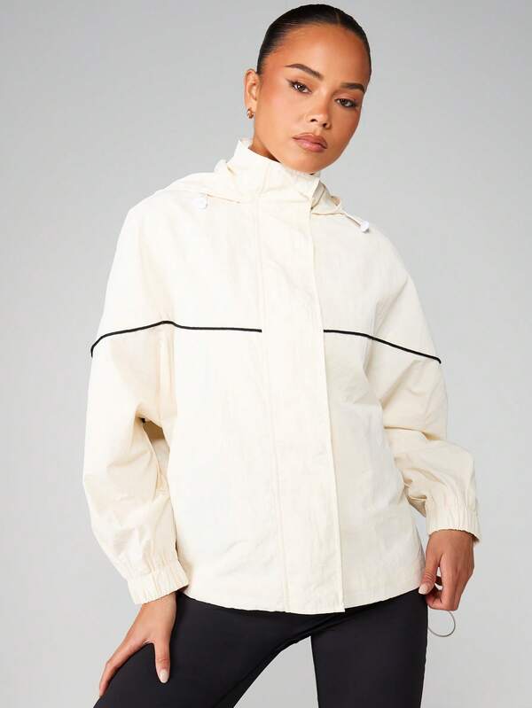 Missguided MISSGUIDED Oversized Hooded Bomber With Logo Print