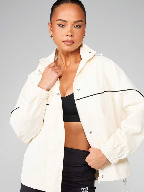 Missguided MISSGUIDED Oversized Hooded Bomber With Logo Print