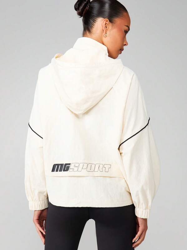 missguided MISSGUIDED Oversized Hooded Bomber With Logo Print