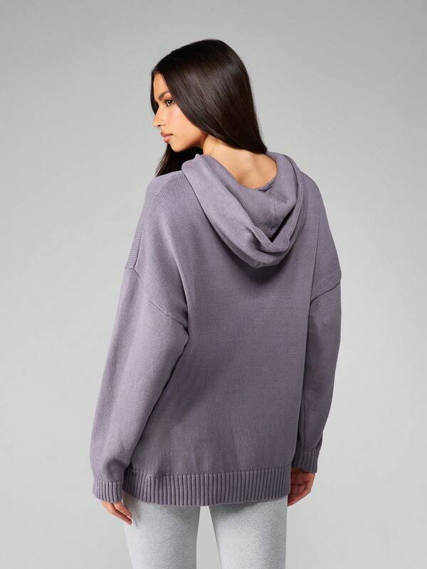 Missguided MISSGUIDED Oversized Hooded Knit Pullover With Centre Pocket