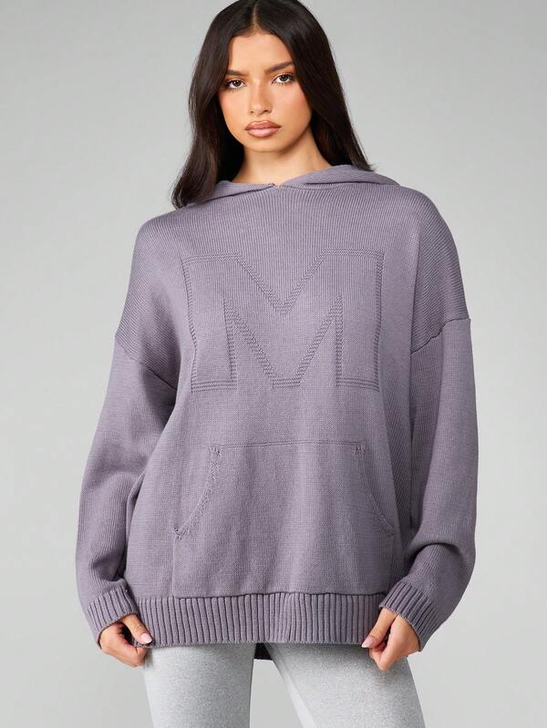 Missguided MISSGUIDED Oversized Hooded Knit Pullover With Centre Pocket