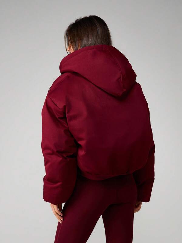 Missguided MISSGUIDED Oversized Hooded Zip Puffer Jacket