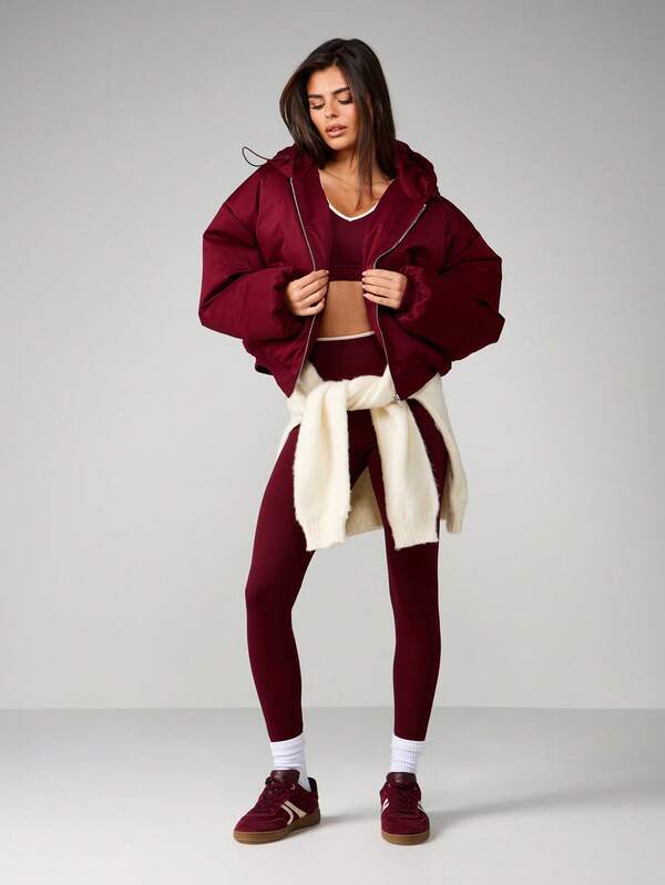Missguided MISSGUIDED Oversized Hooded Zip Puffer Jacket