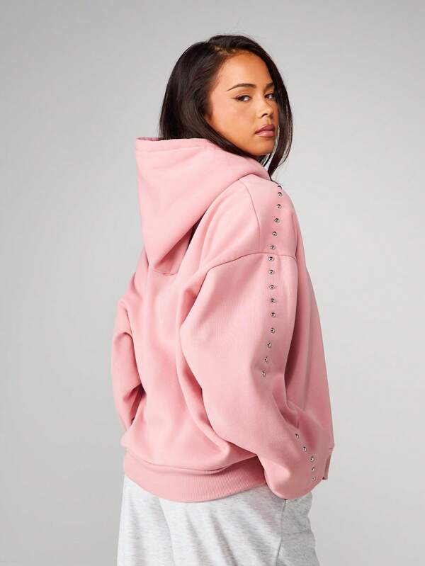 Missguided MISSGUIDED Oversized Hoodie With Metal Stud Details