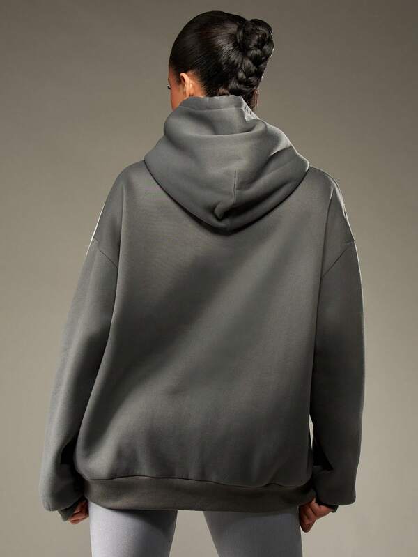 Missguided MISSGUIDED Oversized Hoodie With White Piping And Drawstring Hood