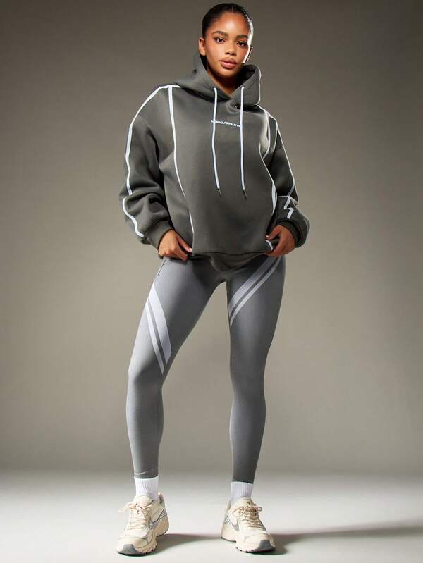 Missguided MISSGUIDED Oversized Hoodie With White Piping And Drawstring Hood