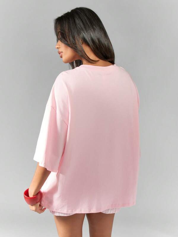 Missguided MISSGUIDED Oversized Ibiza Town Shell Print T-Shirt