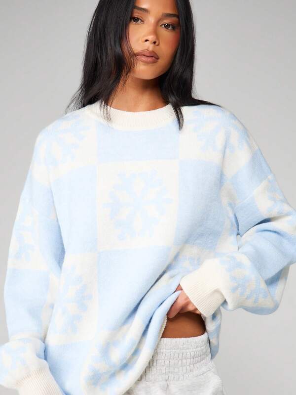 Missguided MISSGUIDED Oversized Jacquard Knit Christmas Pullover With Festive Pattern