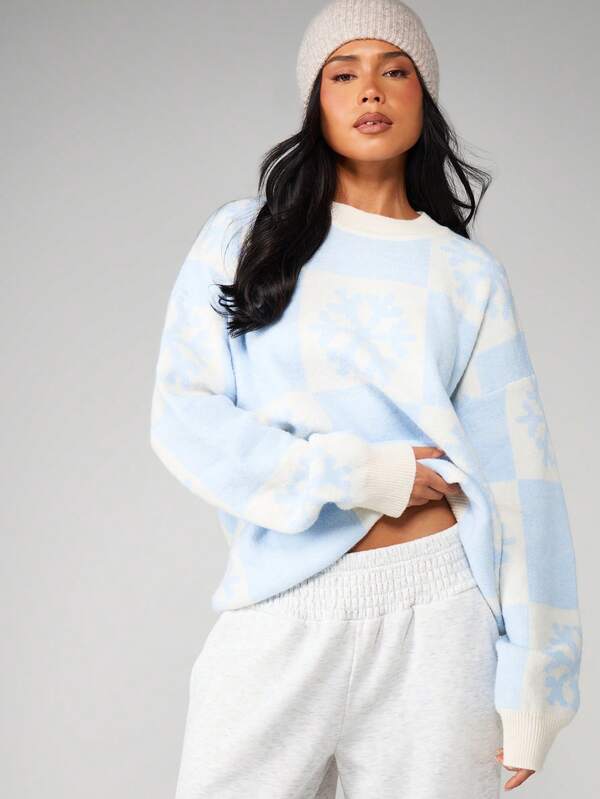 missguided MISSGUIDED Oversized Jacquard Knit Christmas Pullover With Festive Pattern