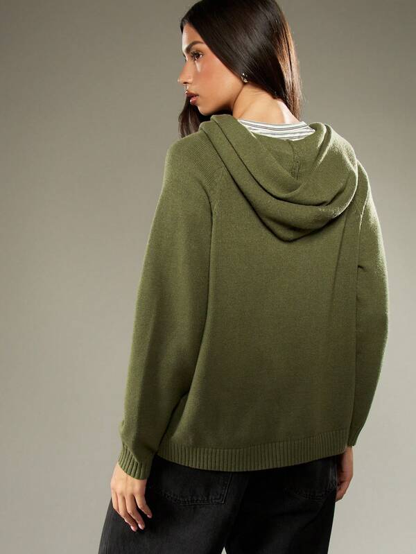 Missguided MISSGUIDED Oversized Knit Hoodie With Full Front Zipper