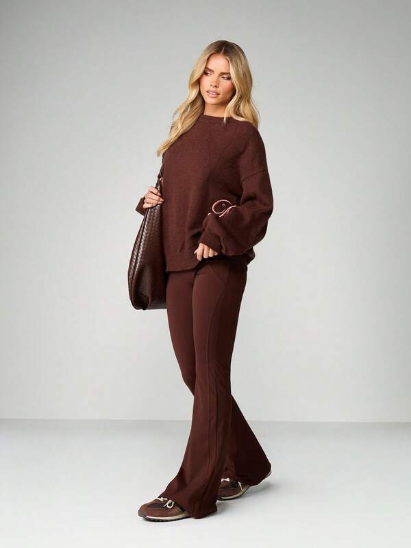 Missguided MISSGUIDED Oversized Knit Jumper With Side Embroidery