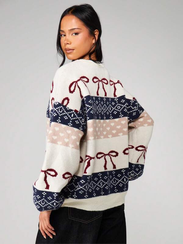 Missguided MISSGUIDED Oversized Knitted Christmas Jumper With Fair Isle Pattern