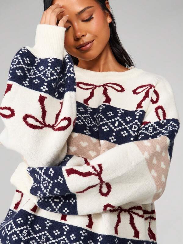 Missguided MISSGUIDED Oversized Knitted Christmas Jumper With Fair Isle Pattern