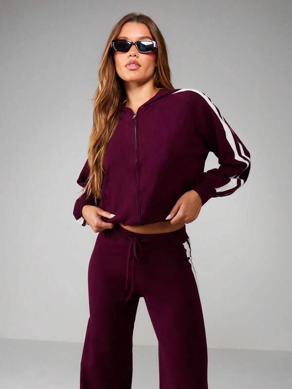 missguided MISSGUIDED Oversized Knitted Hoodie And Wide Leg Pants Co-Ord