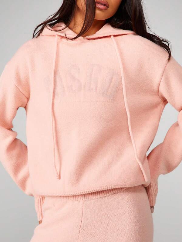 Missguided MISSGUIDED Oversized Knitted Hoodie And Wide Leg Trousers Set