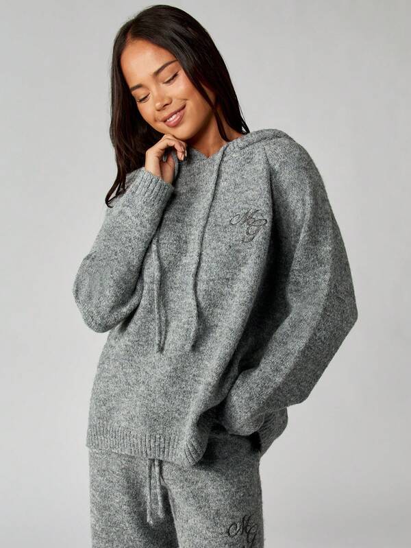 Missguided MISSGUIDED Oversized Knitted Hoodie With Logo