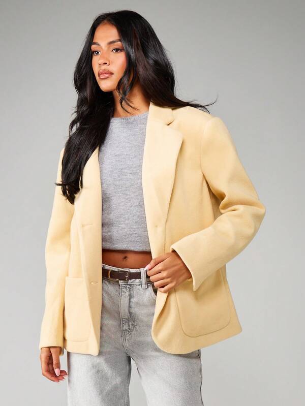 Missguided MISSGUIDED Oversized Lapel Blazer With Open Front