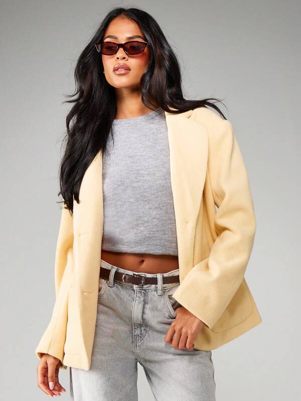 missguided MISSGUIDED Oversized Lapel Blazer With Open Front