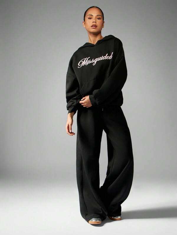 Missguided MISSGUIDED Oversized Logo Hoodie With Centre Pocket