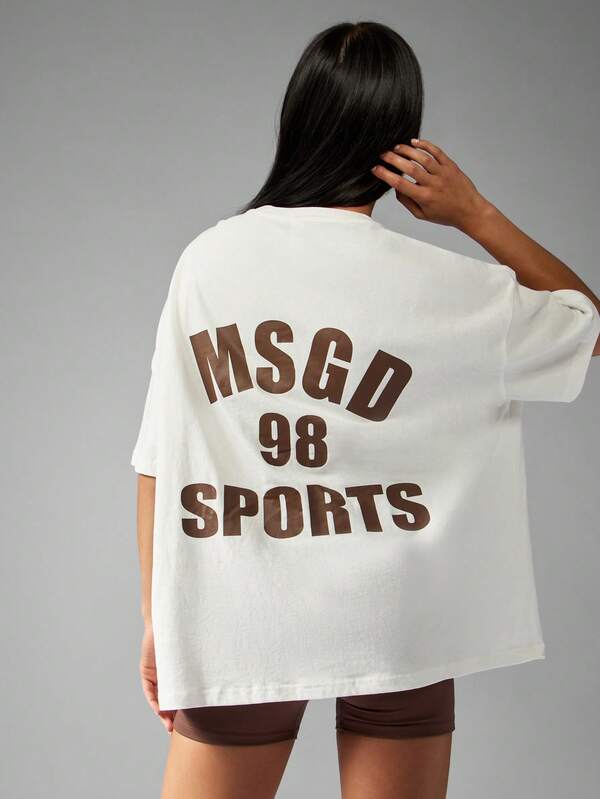 Missguided MISSGUIDED Oversized Logo Print T-Shirt With Boxy Fit