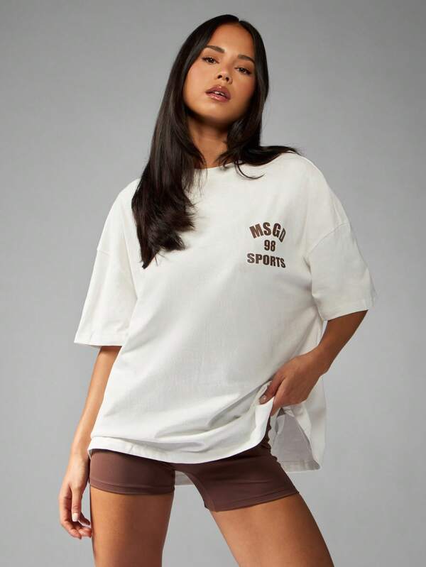 missguided MISSGUIDED Oversized Logo Print T-Shirt With Boxy Fit