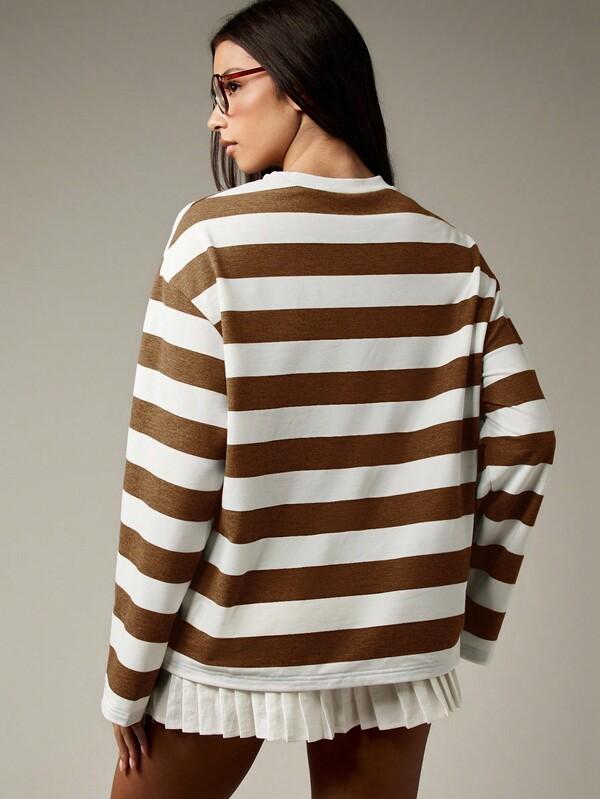 Missguided MISSGUIDED Oversized Long Sleeve T Shirt With Pleated Hem